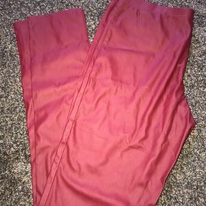 Red pleather pants